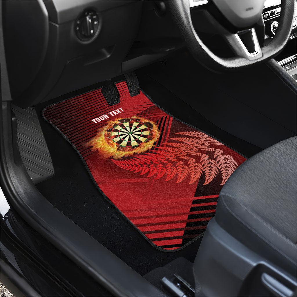Personalised Darts New Zealand Car Mats Silver Fern Red Color LT22 - Polynesian Pride