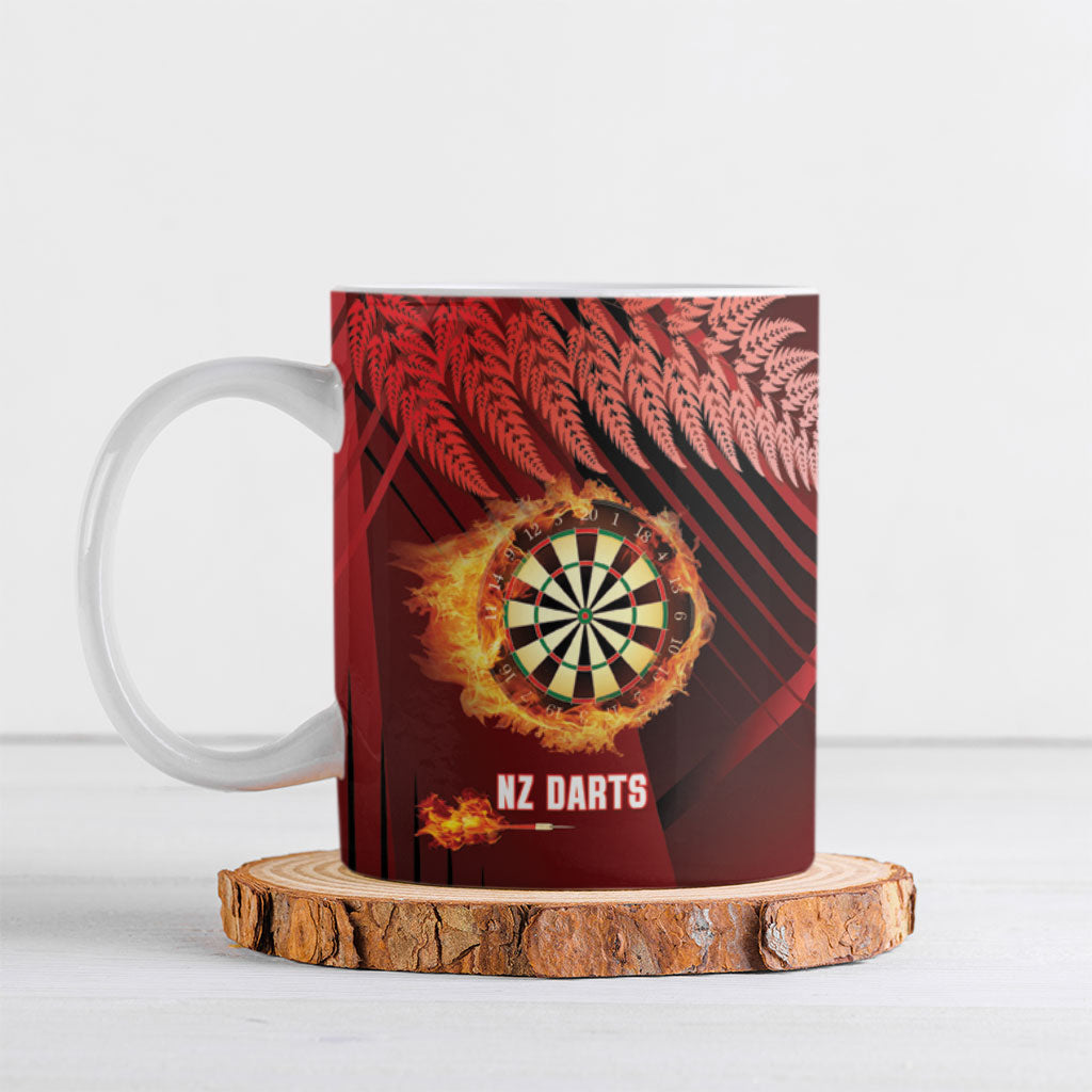 Personalised Darts New Zealand Ceramic Mug Silver Fern Red Color LT22 Red - Polynesian Pride