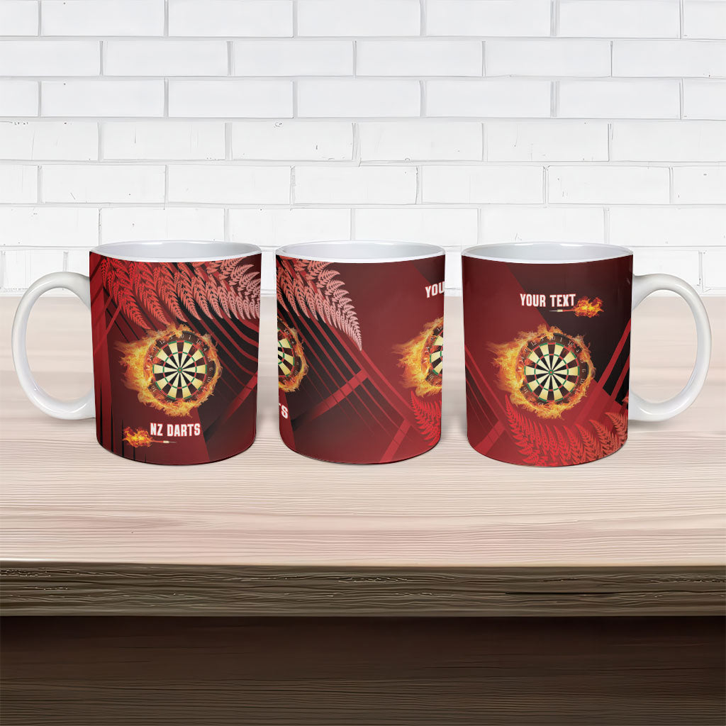 Personalised Darts New Zealand Ceramic Mug Silver Fern Red Color LT22 - Polynesian Pride