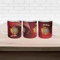 Personalised Darts New Zealand Ceramic Mug Silver Fern Red Color LT22 - Polynesian Pride