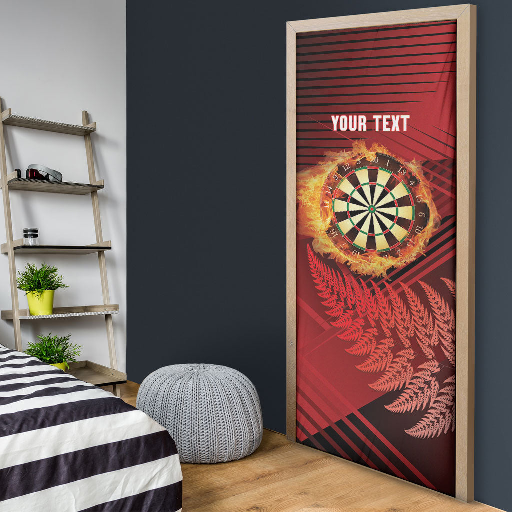 Personalised Darts New Zealand Door Cover Silver Fern Red Color LT22 - Polynesian Pride