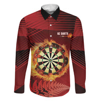 Personalised Darts New Zealand Family Matching Off Shoulder Maxi Dress and Hawaiian Shirt Silver Fern Red Color