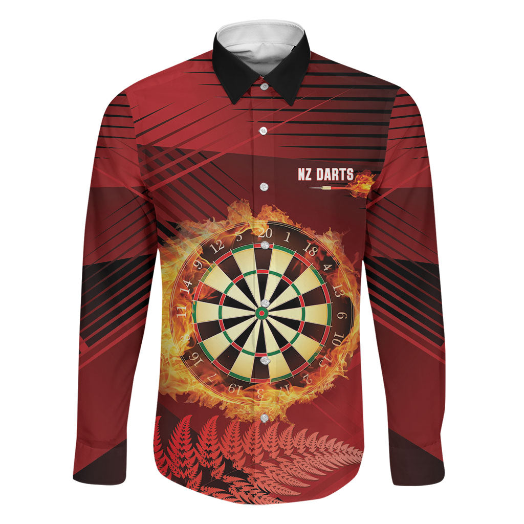 Personalised Darts New Zealand Family Matching Off Shoulder Short Dress and Hawaiian Shirt Silver Fern Red Color