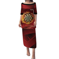 Personalised Darts New Zealand Family Matching Puletasi and Hawaiian Shirt Silver Fern Red Color