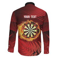 Personalised Darts New Zealand Family Matching Summer Maxi Dress and Hawaiian Shirt Silver Fern Red Color