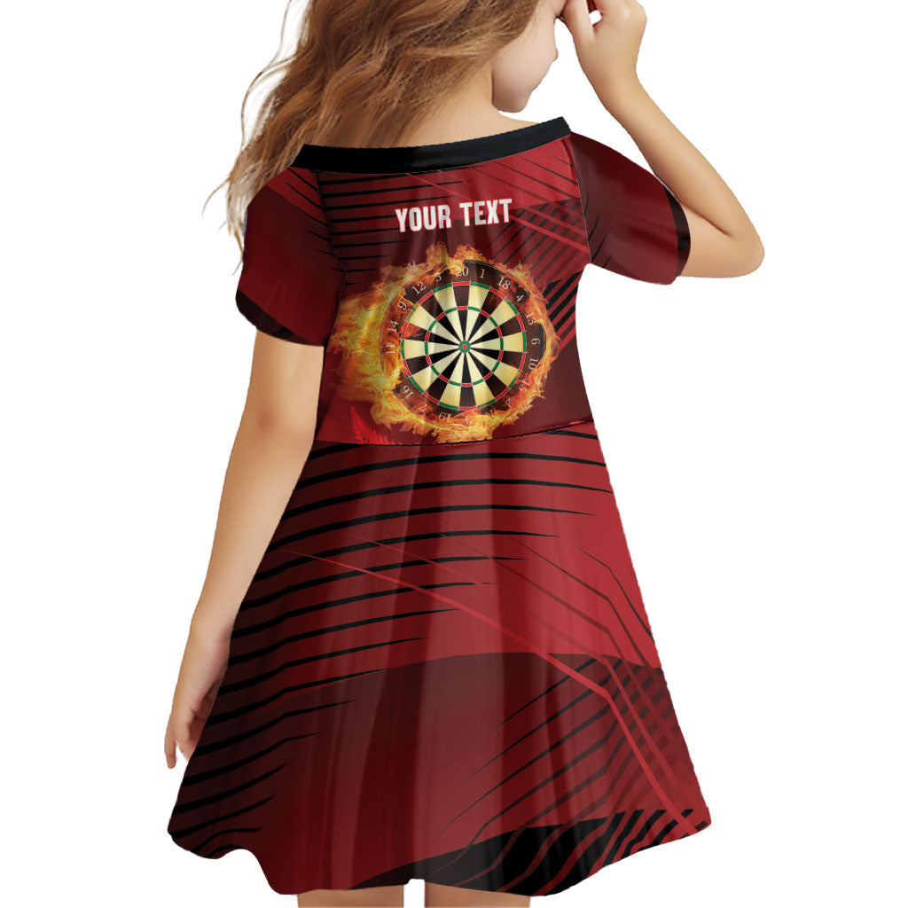 Personalised Darts New Zealand Family Matching Tank Maxi Dress and Hawaiian Shirt Silver Fern Red Color