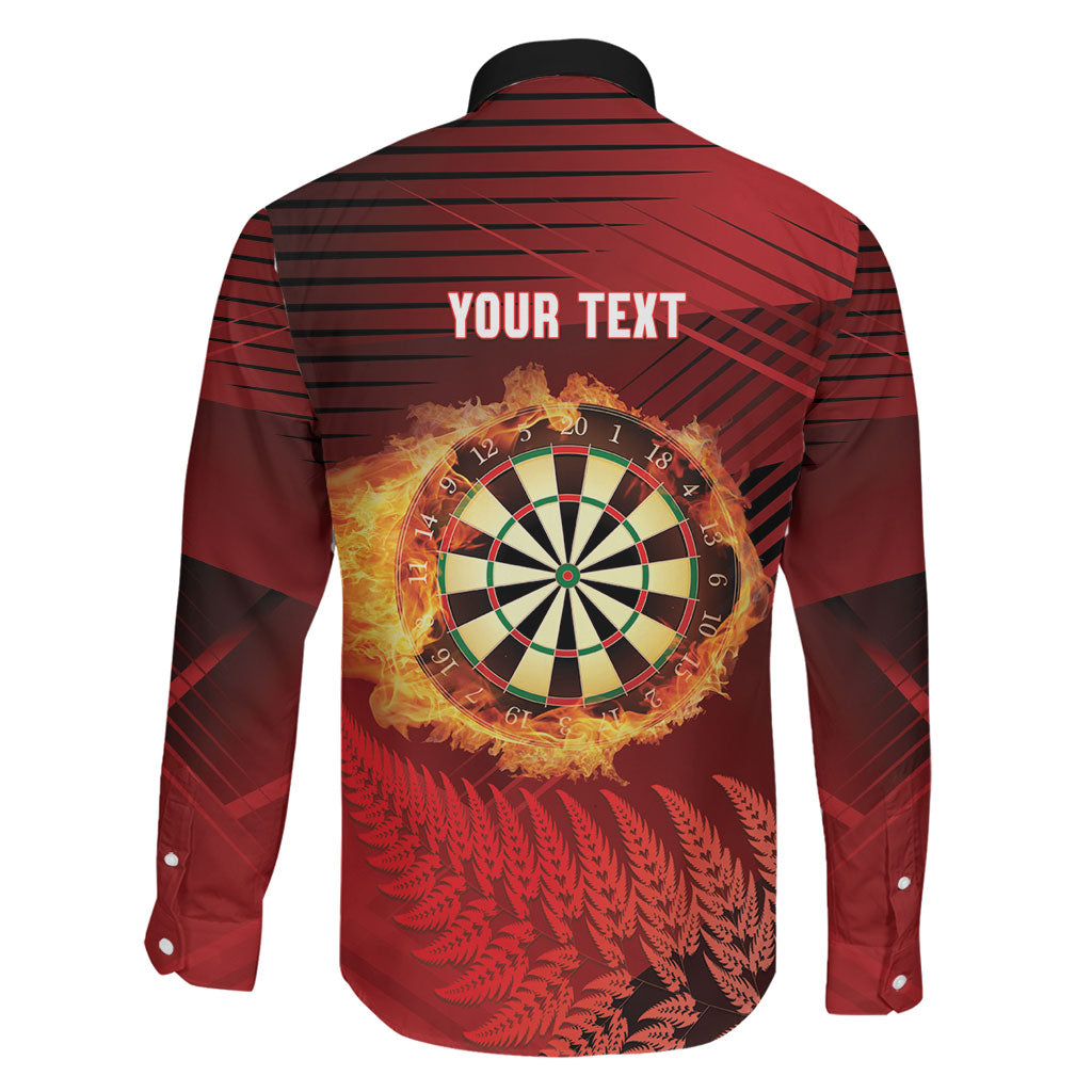 Personalised Darts New Zealand Family Matching Tank Maxi Dress and Hawaiian Shirt Silver Fern Red Color