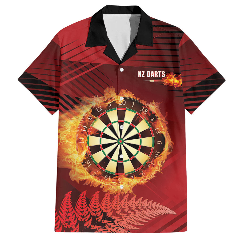 Personalised Darts New Zealand Hawaiian Shirt Silver Fern Red Color LT22 Red - Polynesian Pride