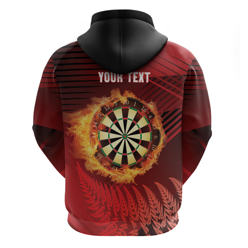 Personalised Darts New Zealand Hoodie Silver Fern Red Color LT22 - Polynesian Pride