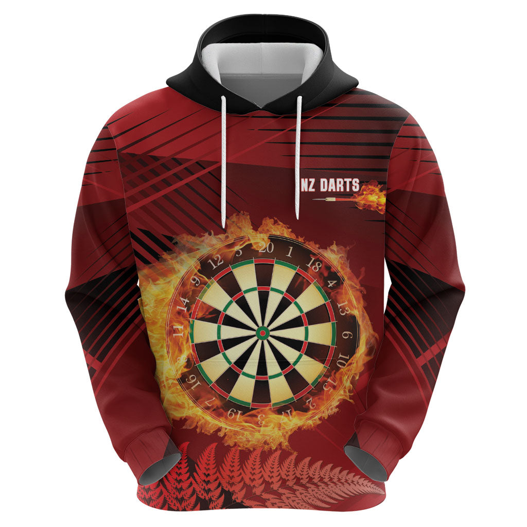 Personalised Darts New Zealand Hoodie Silver Fern Red Color LT22 - Polynesian Pride