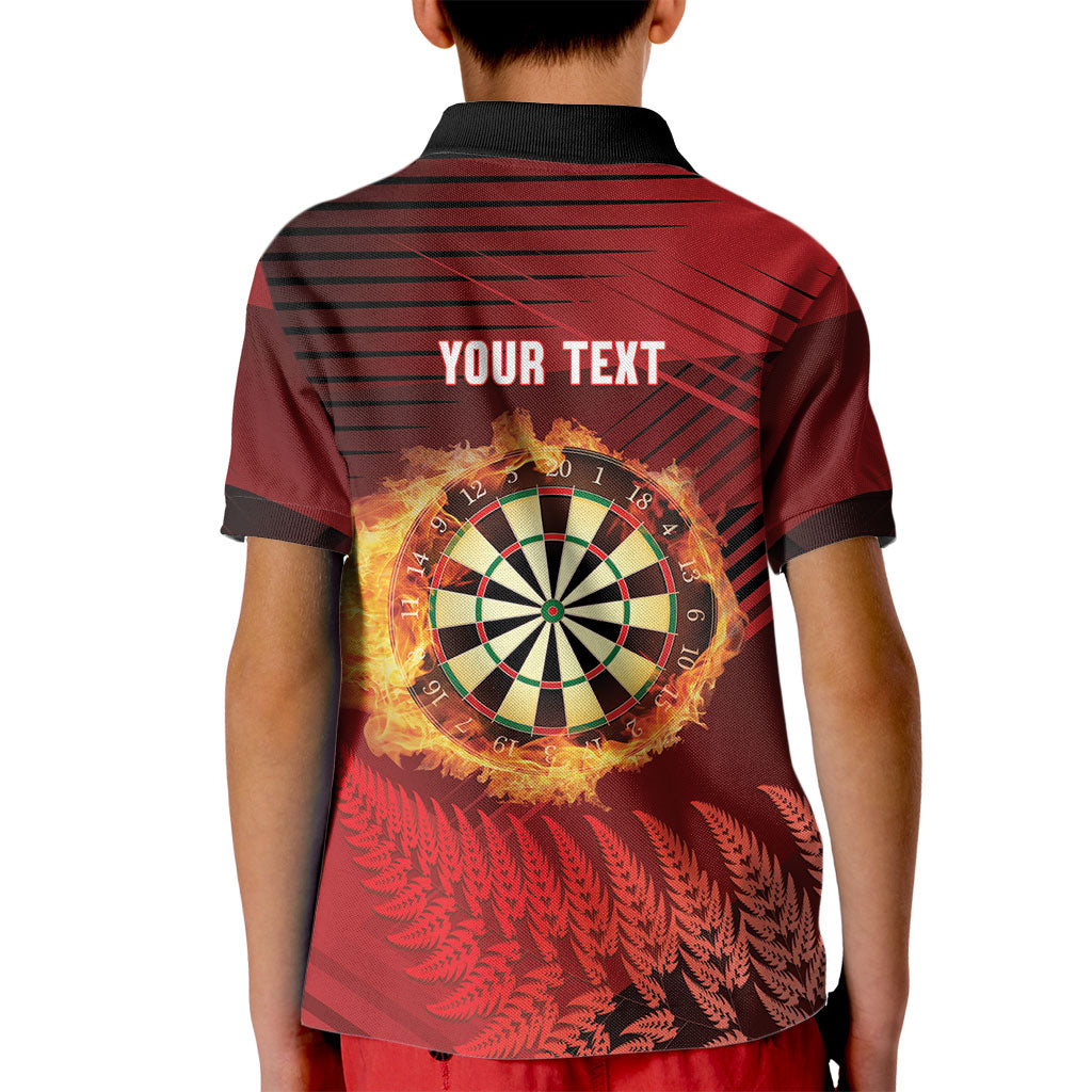 Personalised Darts New Zealand Kid Polo Shirt Silver Fern Red Color