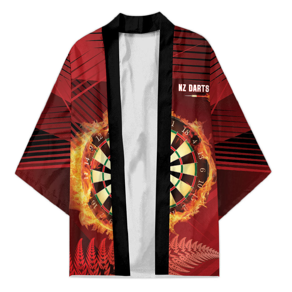 Personalised Darts New Zealand Kimono Silver Fern Red Color LT22 Unisex Red - Polynesian Pride