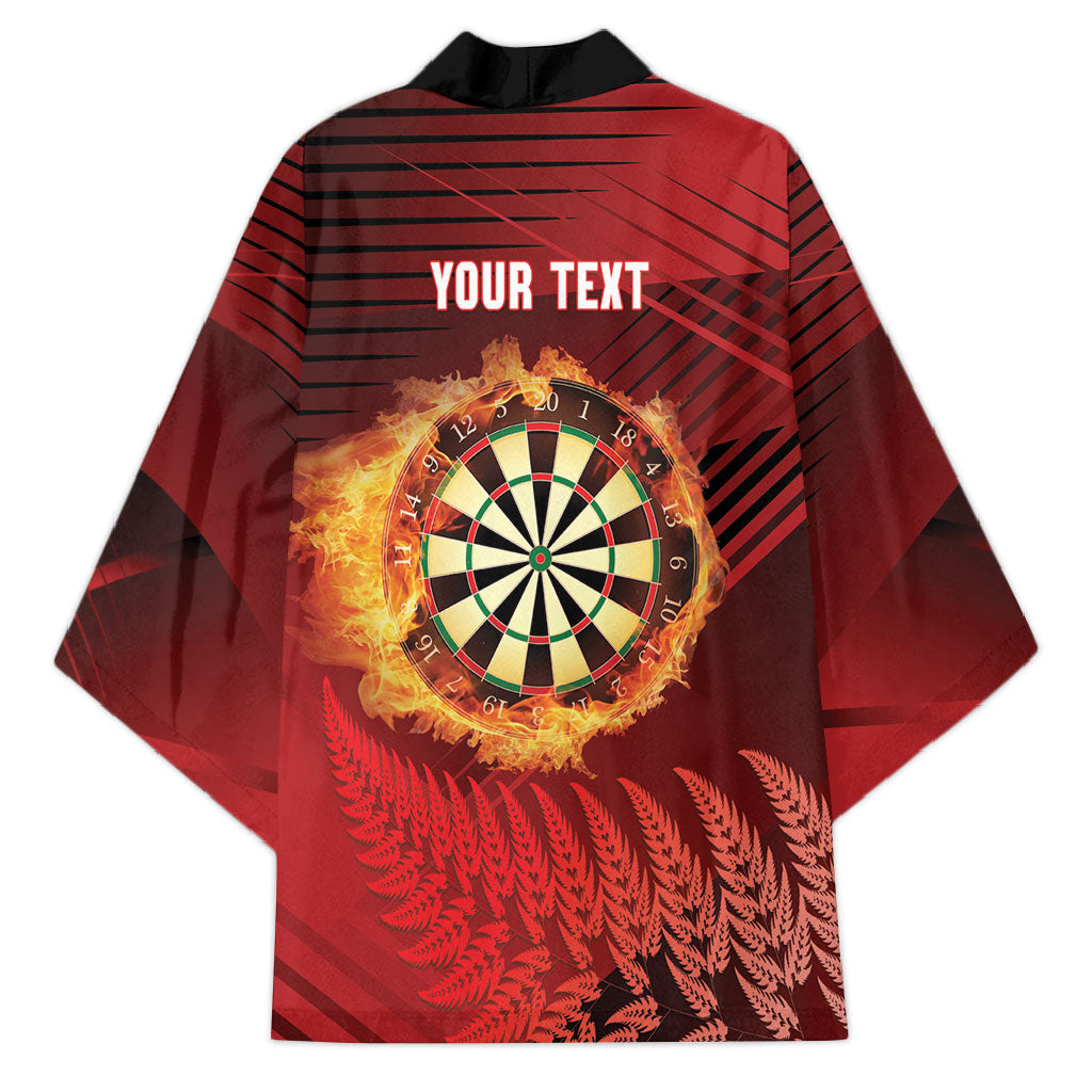 Personalised Darts New Zealand Kimono Silver Fern Red Color LT22 - Polynesian Pride