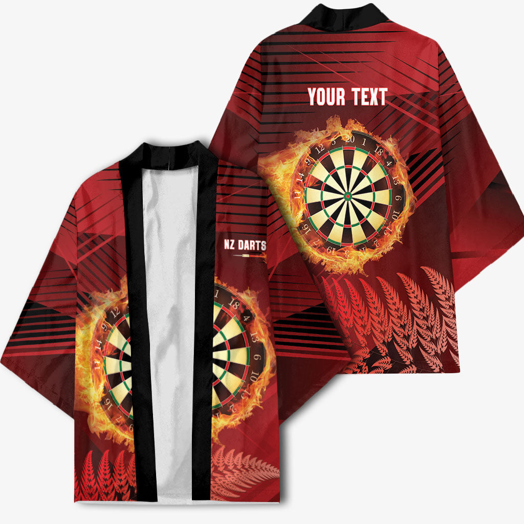 Personalised Darts New Zealand Kimono Silver Fern Red Color LT22 - Polynesian Pride