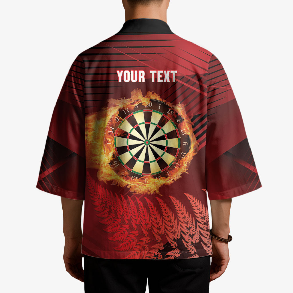 Personalised Darts New Zealand Kimono Silver Fern Red Color LT22 - Polynesian Pride