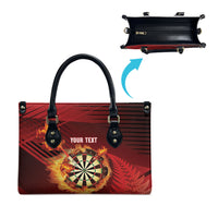 Personalised Darts New Zealand Leather Bag Silver Fern Red Color LT22 - Polynesian Pride