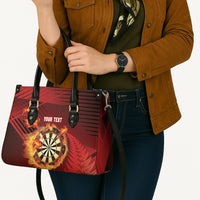 Personalised Darts New Zealand Leather Bag Silver Fern Red Color LT22 - Polynesian Pride