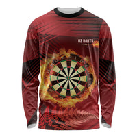 Personalised Darts New Zealand Long Sleeve Shirt Silver Fern Red Color LT22 Unisex Red - Polynesian Pride