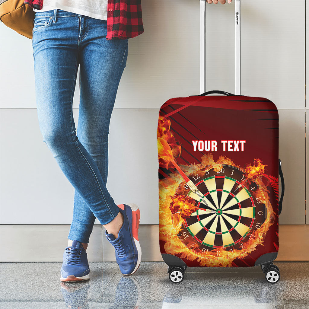 Personalised Darts New Zealand Luggage Cover Silver Fern Red Color LT22 - Polynesian Pride