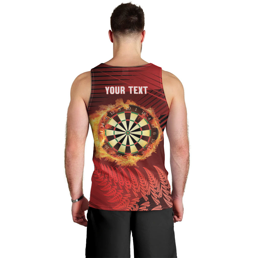 Personalised Darts New Zealand Men Tank Top Silver Fern Red Color LT22 - Polynesian Pride