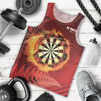 Personalised Darts New Zealand Men Tank Top Silver Fern Red Color LT22 - Polynesian Pride