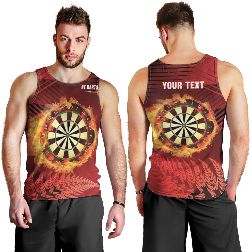 Personalised Darts New Zealand Men Tank Top Silver Fern Red Color LT22 - Polynesian Pride