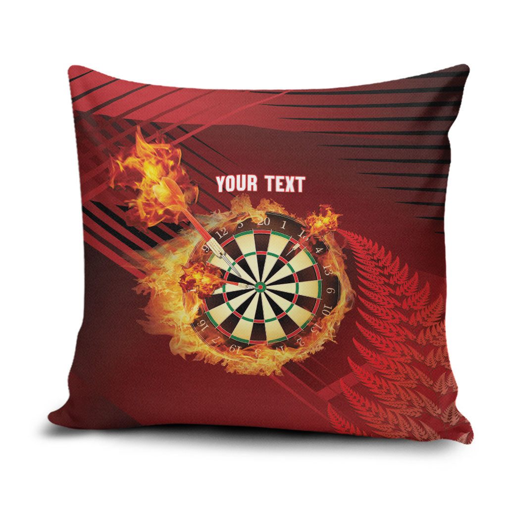 Personalised Darts New Zealand Pillow Cover Silver Fern Red Color LT22 Red - Polynesian Pride
