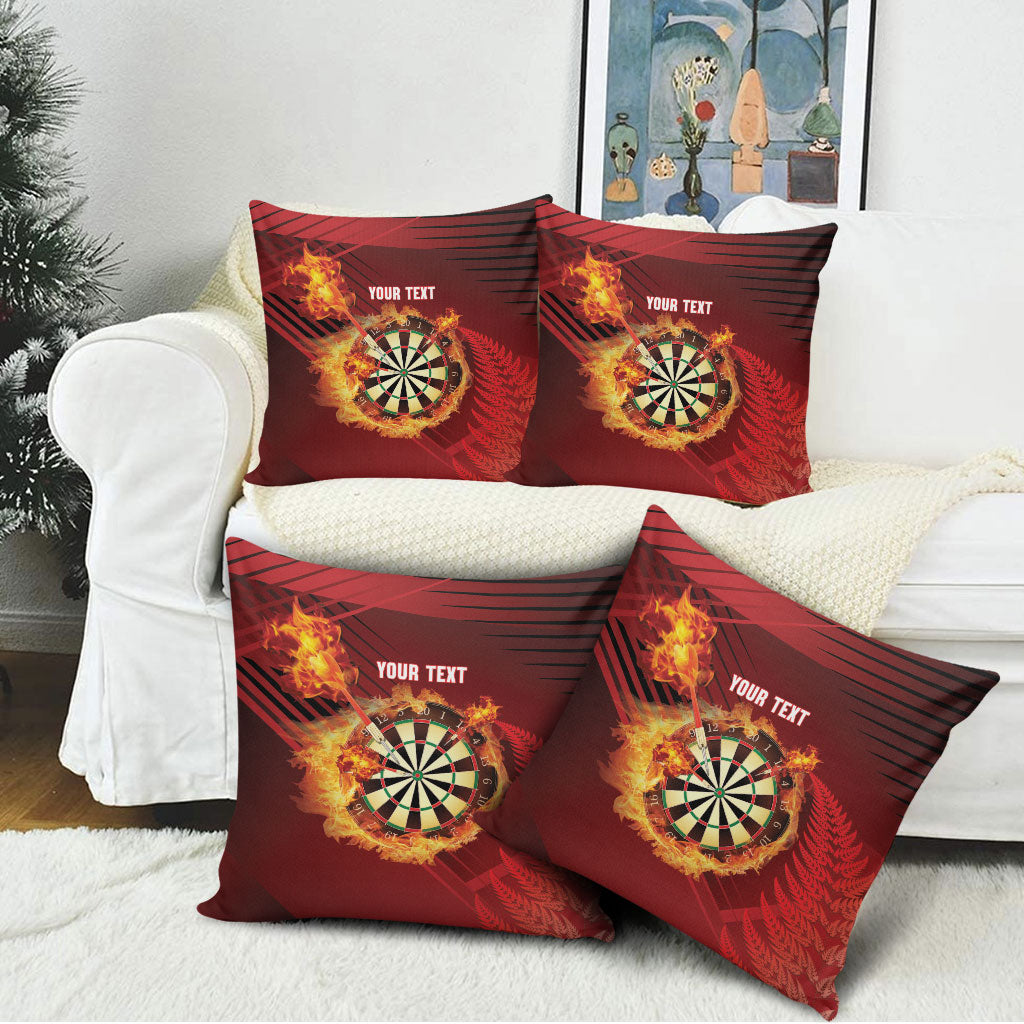 Personalised Darts New Zealand Pillow Cover Silver Fern Red Color LT22 - Polynesian Pride