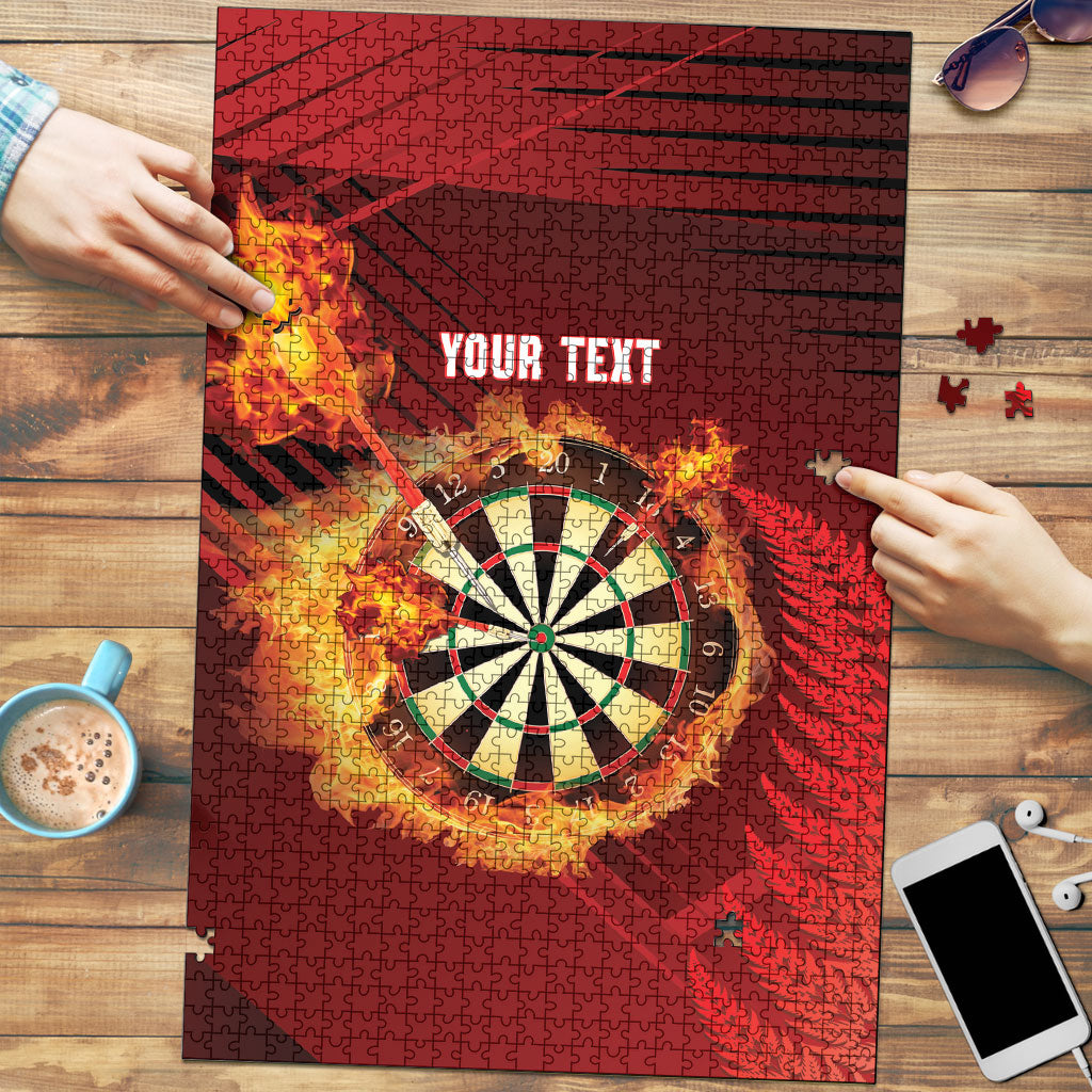 Personalised Darts New Zealand Puzzle Silver Fern Red Color LT22 Red - Polynesian Pride