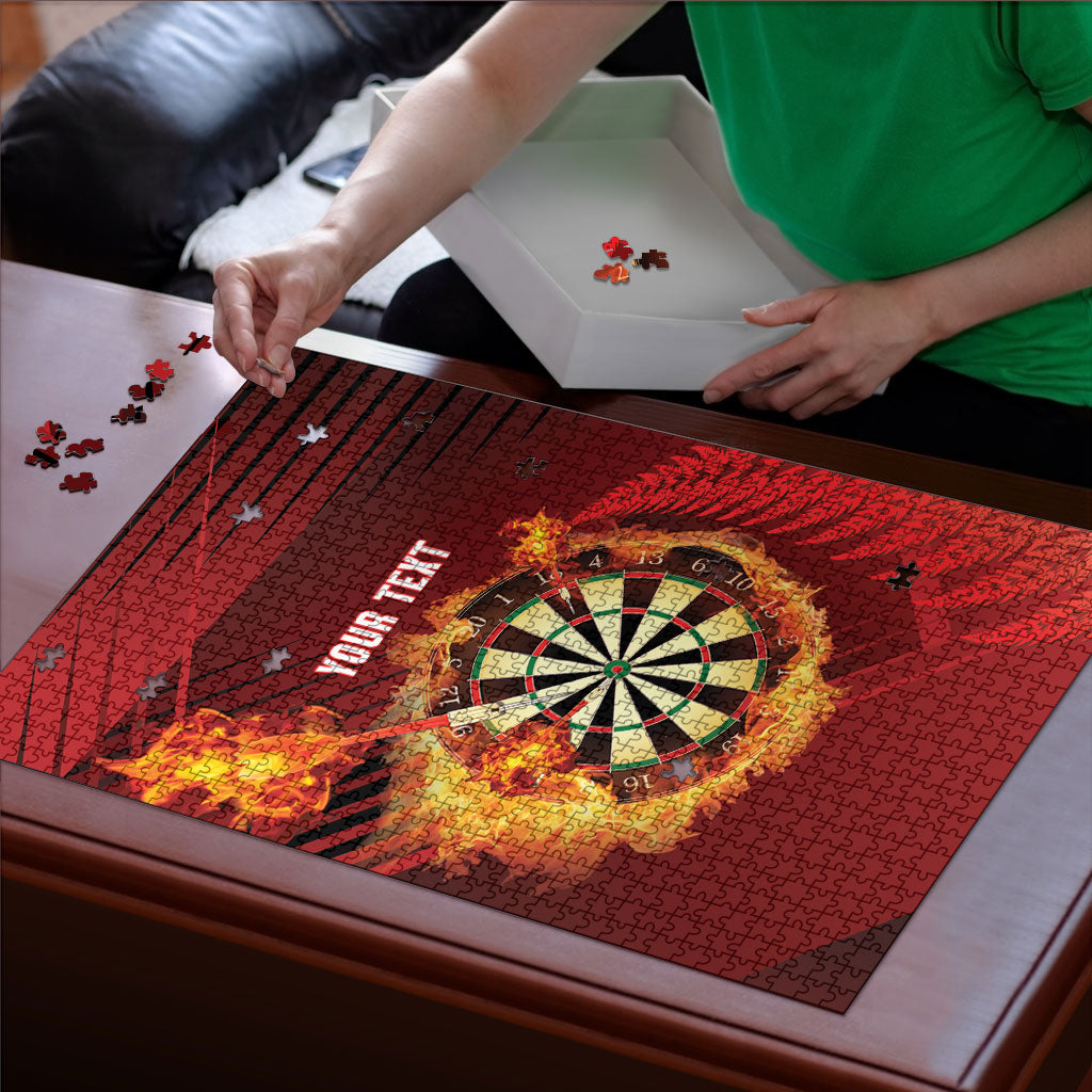 Personalised Darts New Zealand Puzzle Silver Fern Red Color LT22 - Polynesian Pride