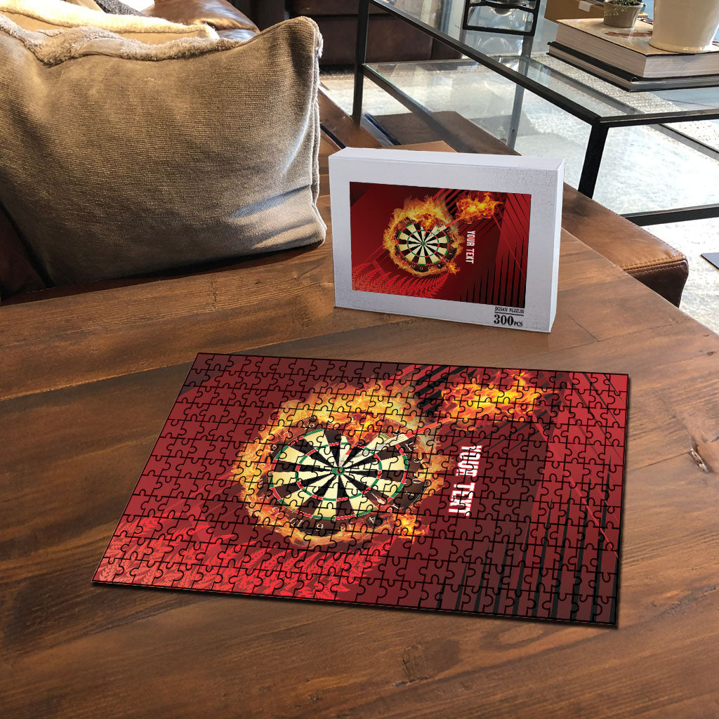 Personalised Darts New Zealand Puzzle Silver Fern Red Color LT22 - Polynesian Pride