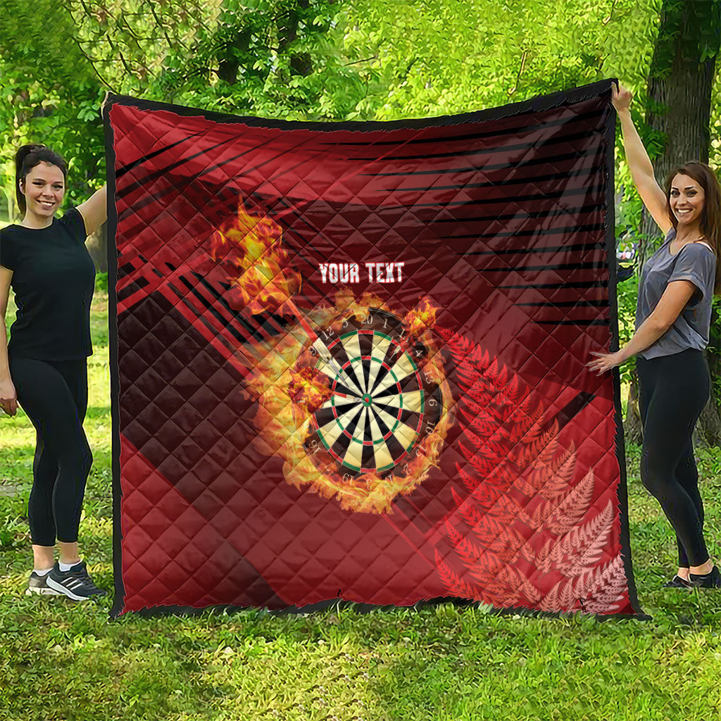Personalised Darts New Zealand Quilt Silver Fern Red Color LT22 - Polynesian Pride