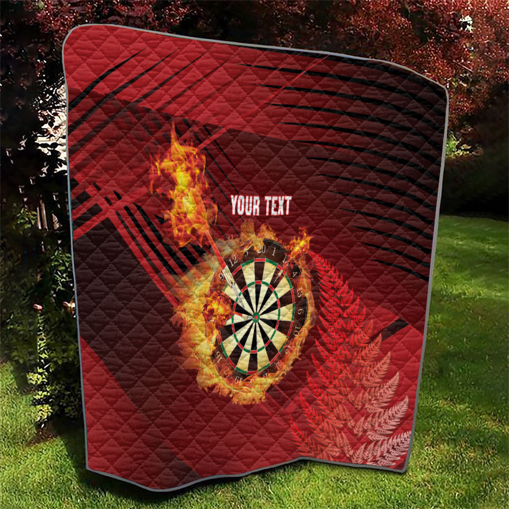 Personalised Darts New Zealand Quilt Silver Fern Red Color LT22 - Polynesian Pride