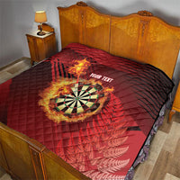 Personalised Darts New Zealand Quilt Silver Fern Red Color LT22 - Polynesian Pride