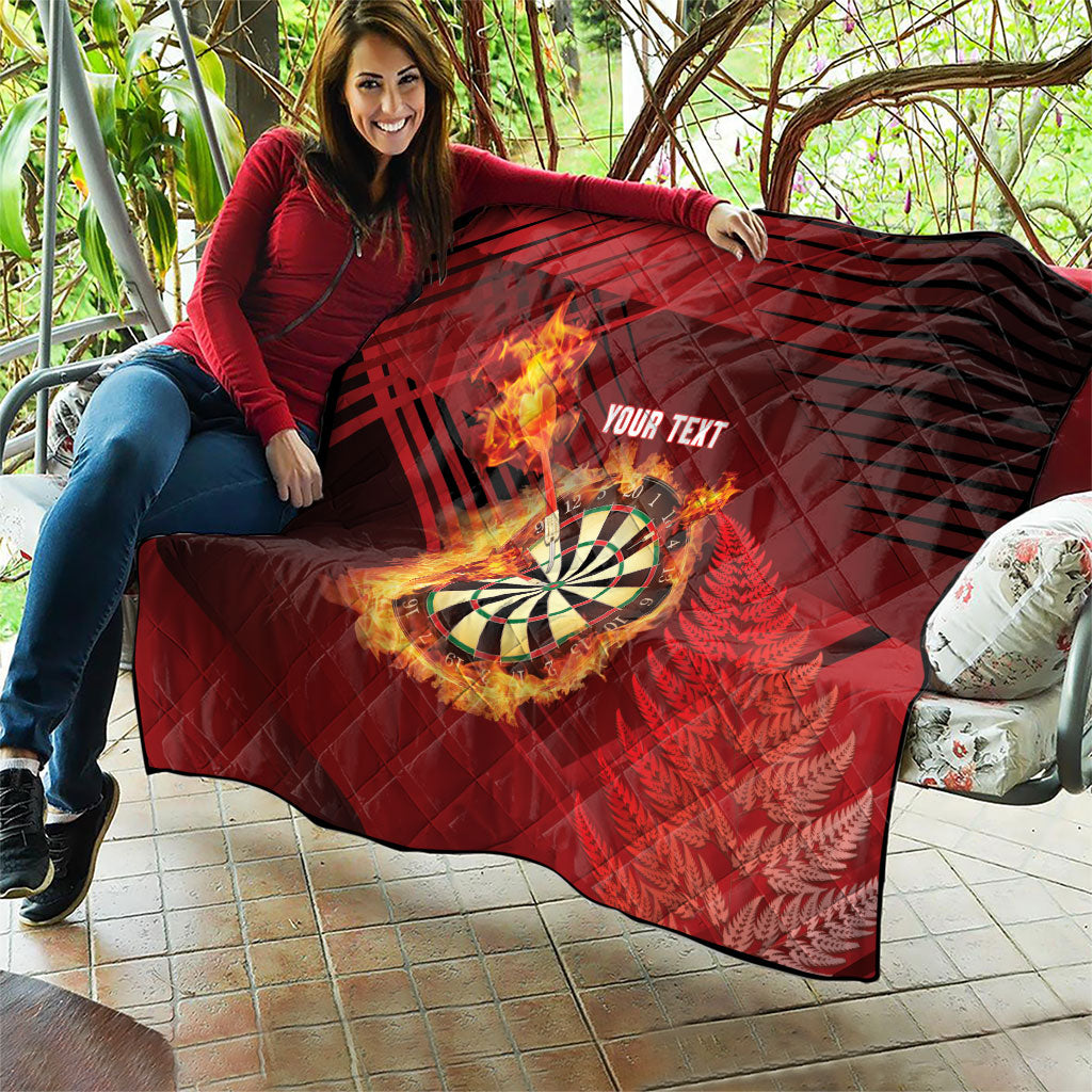Personalised Darts New Zealand Quilt Silver Fern Red Color LT22 - Polynesian Pride