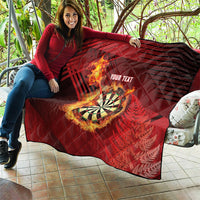 Personalised Darts New Zealand Quilt Silver Fern Red Color LT22 - Polynesian Pride