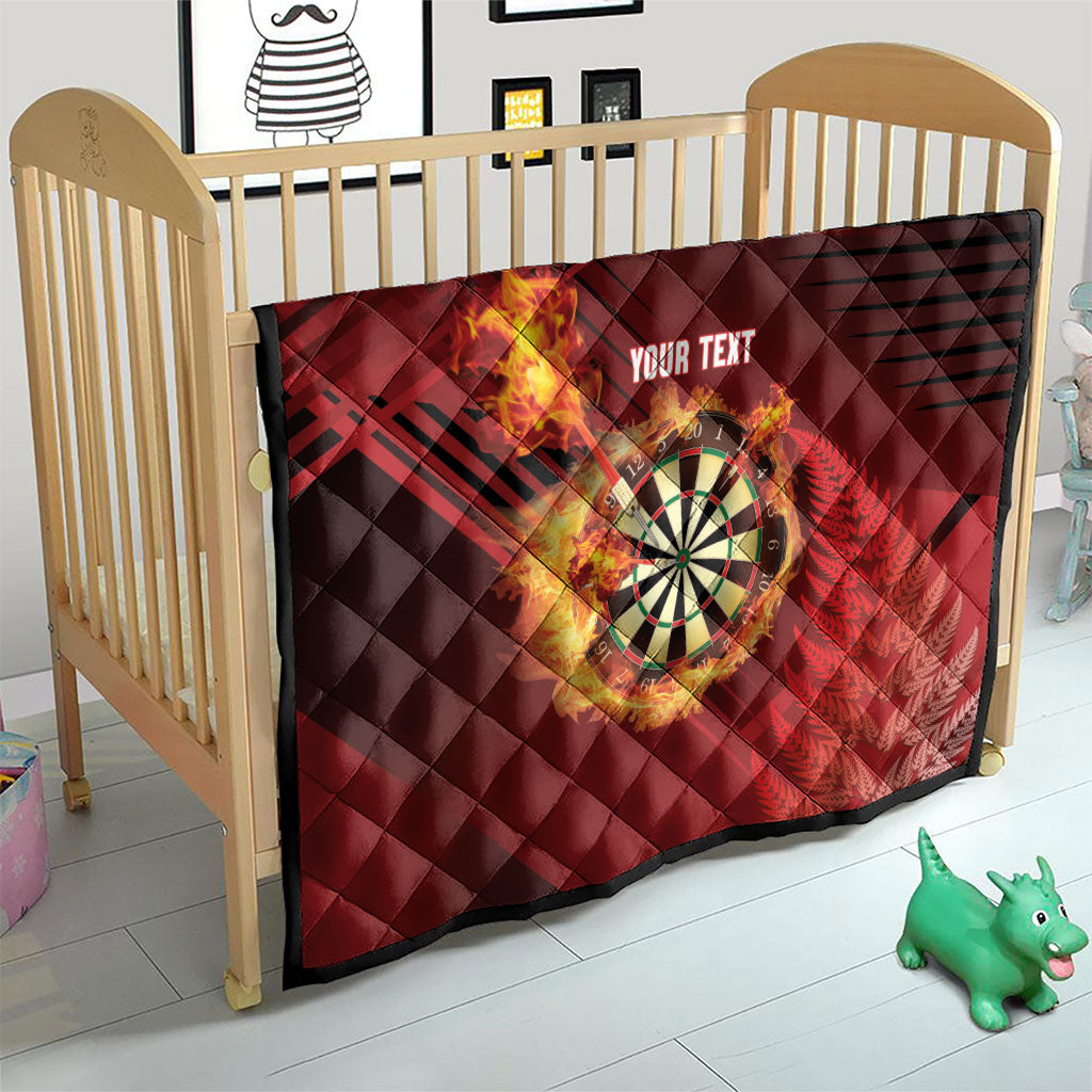 Personalised Darts New Zealand Quilt Silver Fern Red Color LT22 - Polynesian Pride