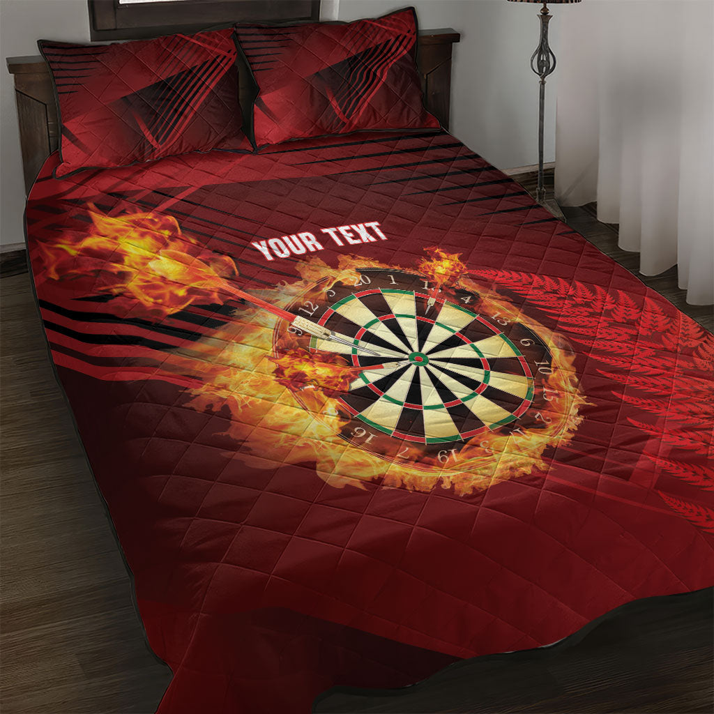 Personalised Darts New Zealand Quilt Bed Set Silver Fern Red Color LT22 Red - Polynesian Pride