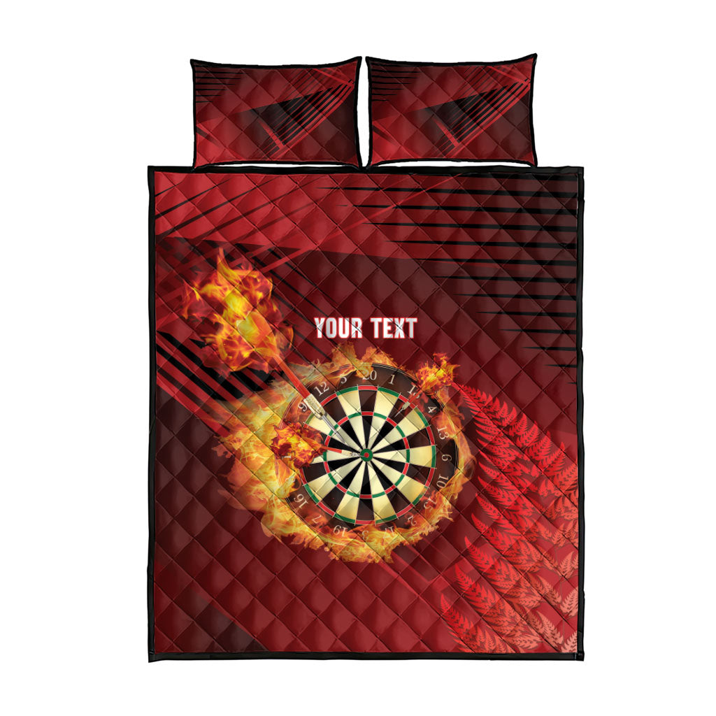 Personalised Darts New Zealand Quilt Bed Set Silver Fern Red Color LT22 - Polynesian Pride