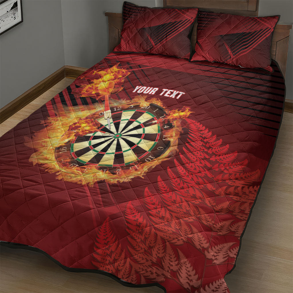 Personalised Darts New Zealand Quilt Bed Set Silver Fern Red Color LT22 - Polynesian Pride