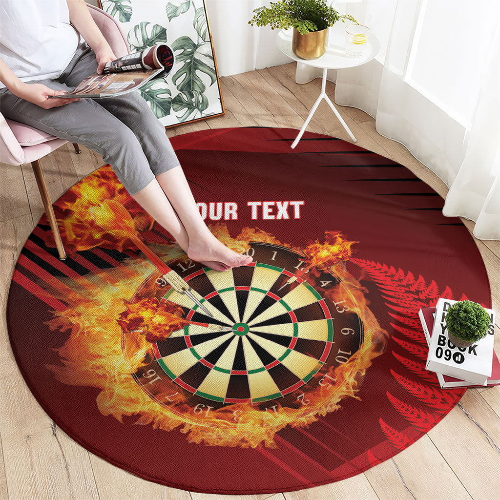 Personalised Darts New Zealand Round Carpet Silver Fern Red Color LT22 - Polynesian Pride