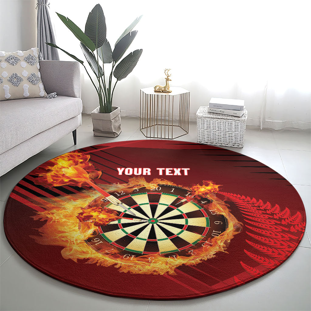 Personalised Darts New Zealand Round Carpet Silver Fern Red Color LT22 - Polynesian Pride