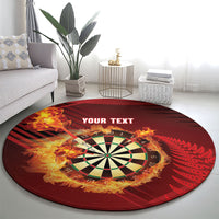 Personalised Darts New Zealand Round Carpet Silver Fern Red Color LT22 - Polynesian Pride