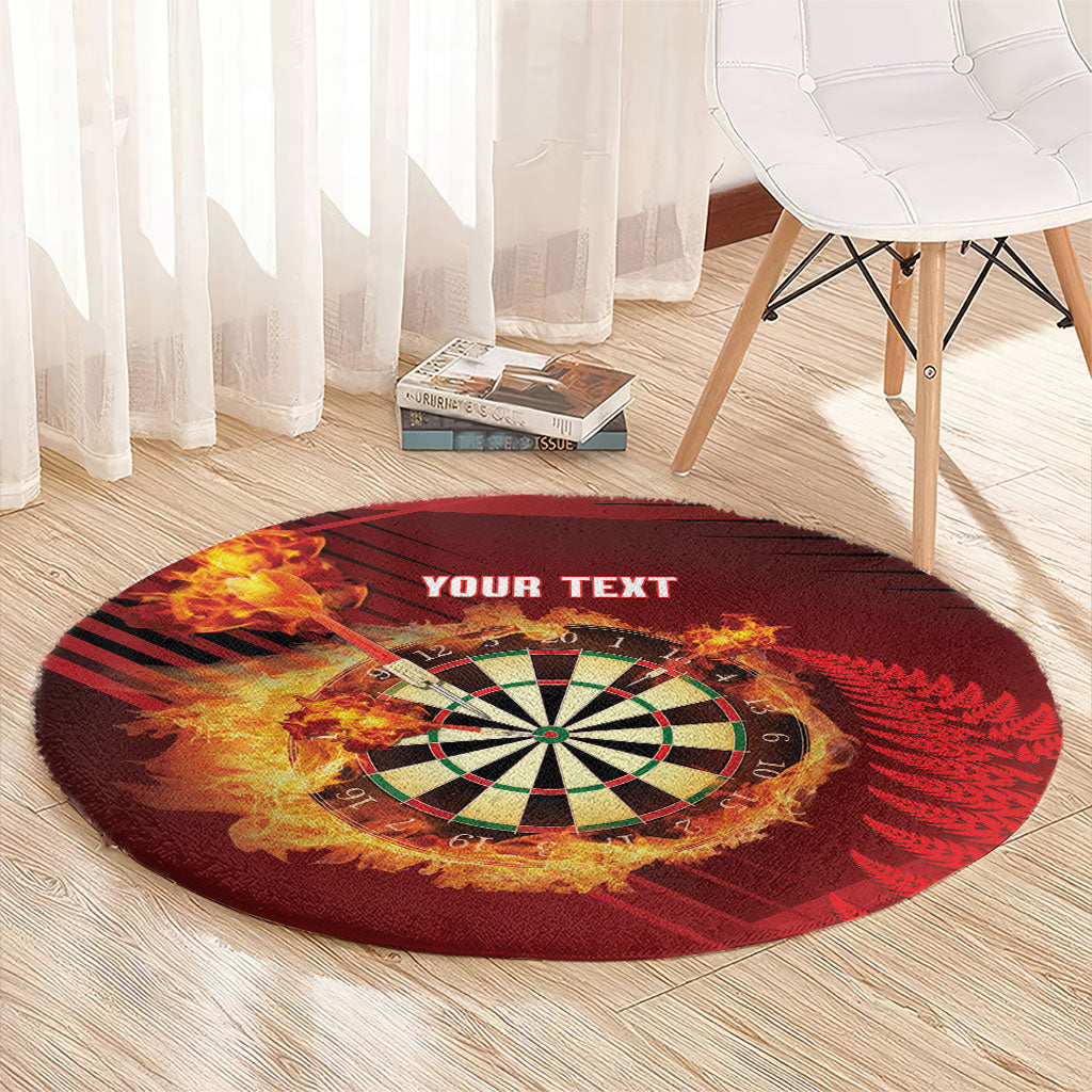 Personalised Darts New Zealand Round Carpet Silver Fern Red Color LT22 - Polynesian Pride