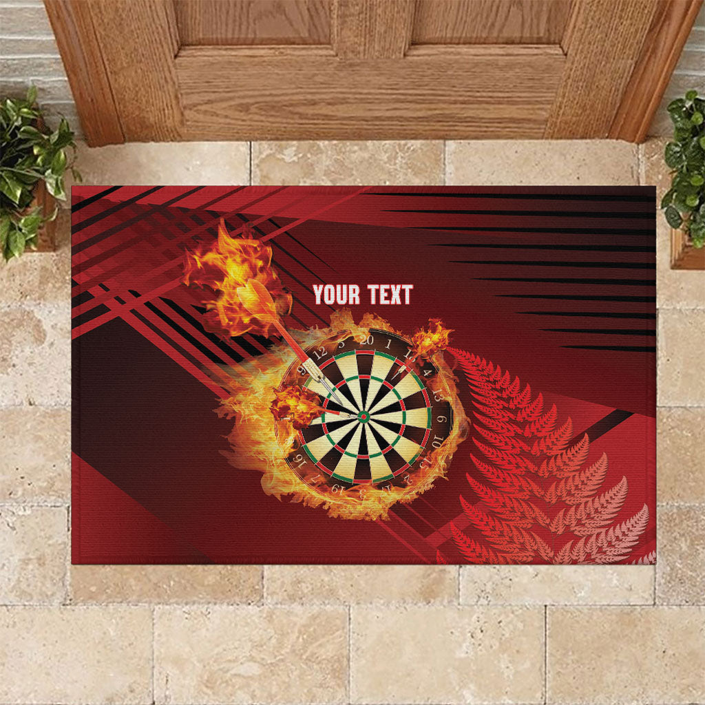 Personalised Darts New Zealand Rubber Doormat Silver Fern Red Color LT22 Red - Polynesian Pride