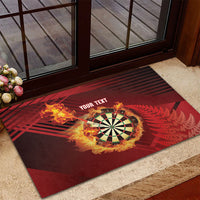 Personalised Darts New Zealand Rubber Doormat Silver Fern Red Color LT22 - Polynesian Pride