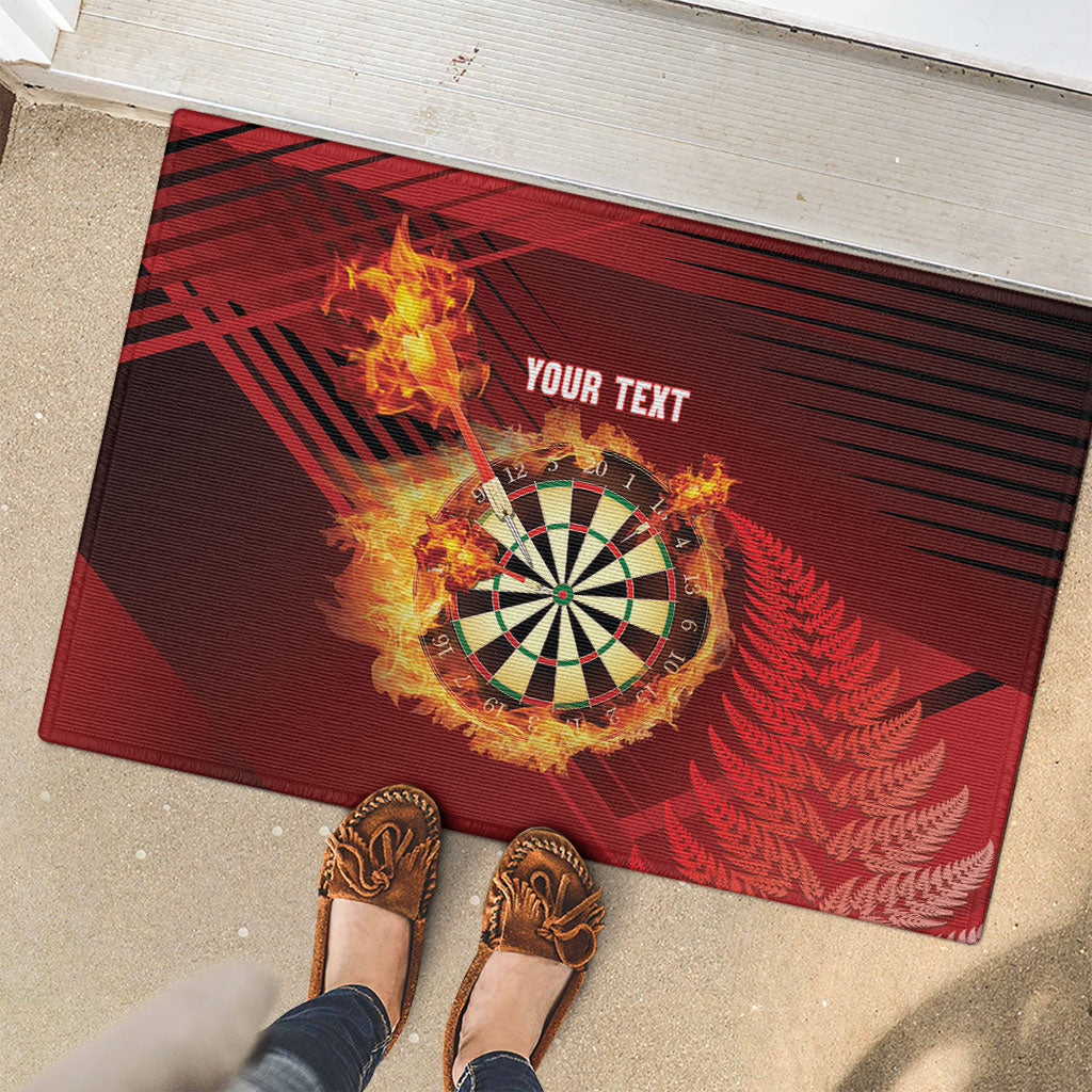 Personalised Darts New Zealand Rubber Doormat Silver Fern Red Color LT22 - Polynesian Pride