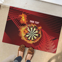 Personalised Darts New Zealand Rubber Doormat Silver Fern Red Color LT22 - Polynesian Pride