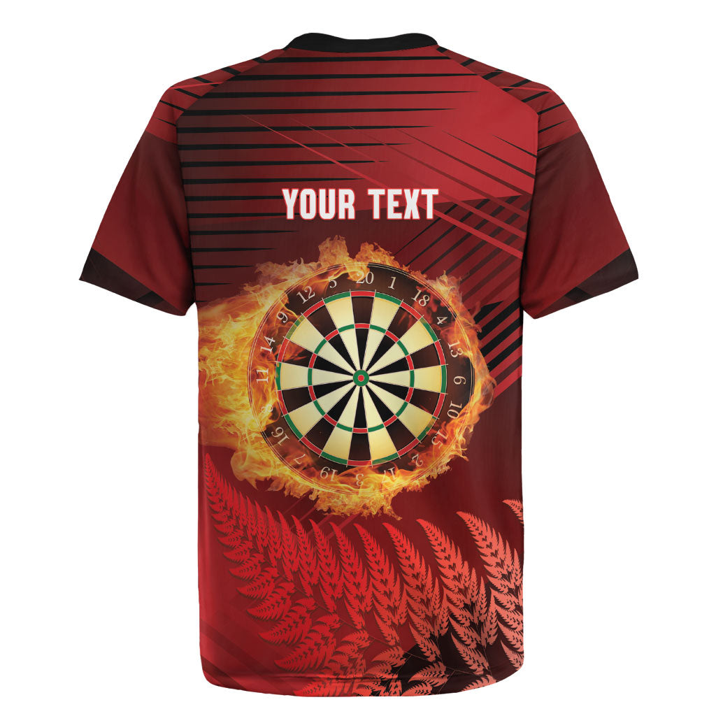 Personalised Darts New Zealand Rugby Jersey Silver Fern Red Color LT22 - Polynesian Pride