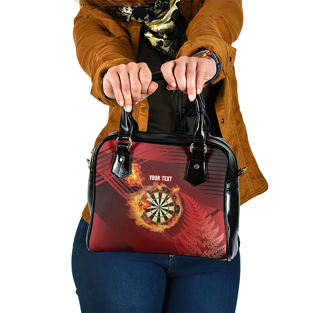 Personalised Darts New Zealand Shoulder Handbag Silver Fern Red Color LT22 One Size Red - Polynesian Pride